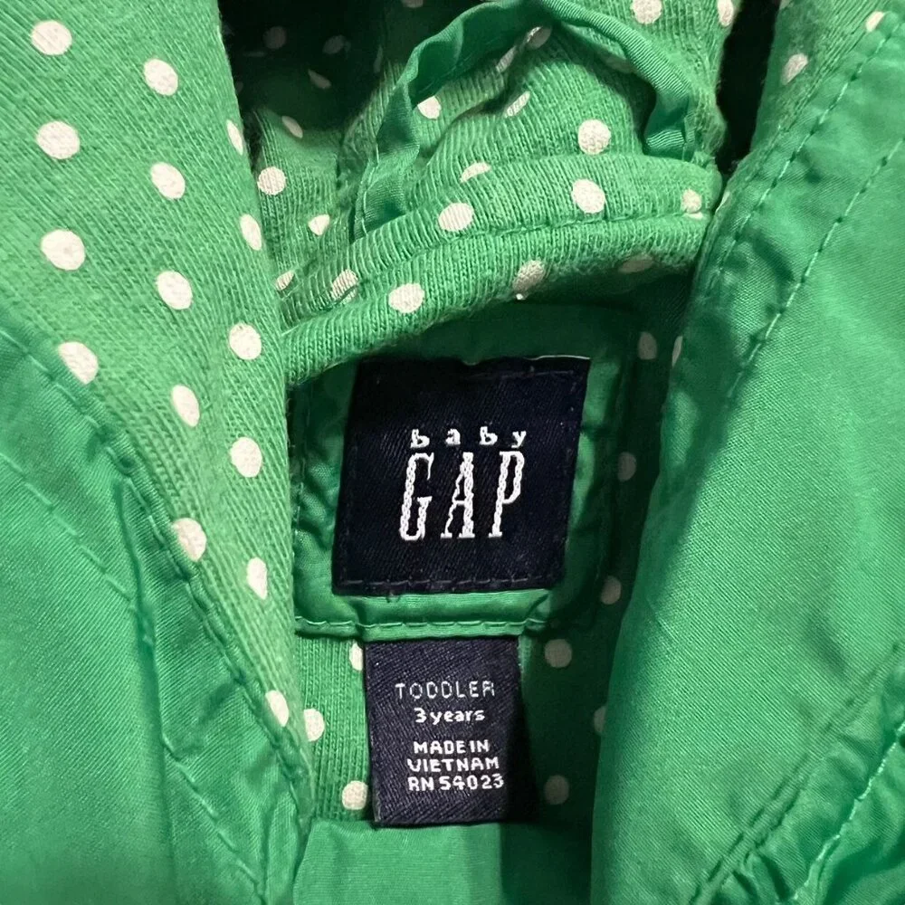 Baby Gap 3Y Green Jersey Lined Raincoat Jacket